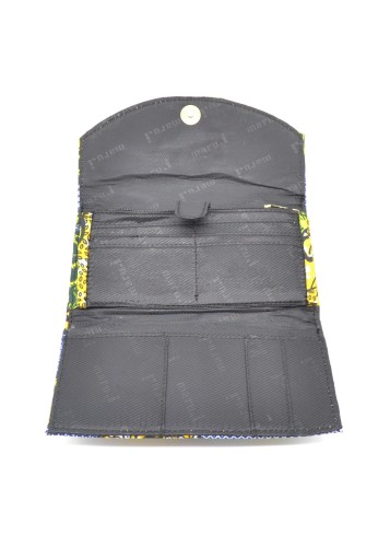 Portefeuille en tissu Wax 100% coton bleu jaune et vert