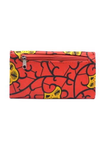 Portefeuille fait à la main en tissu Wax rouge et jaune Portefeuille fait à la main en tissu Wax rouge et jaune