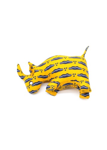 Peluche rhinocéros jaune en tissu wax