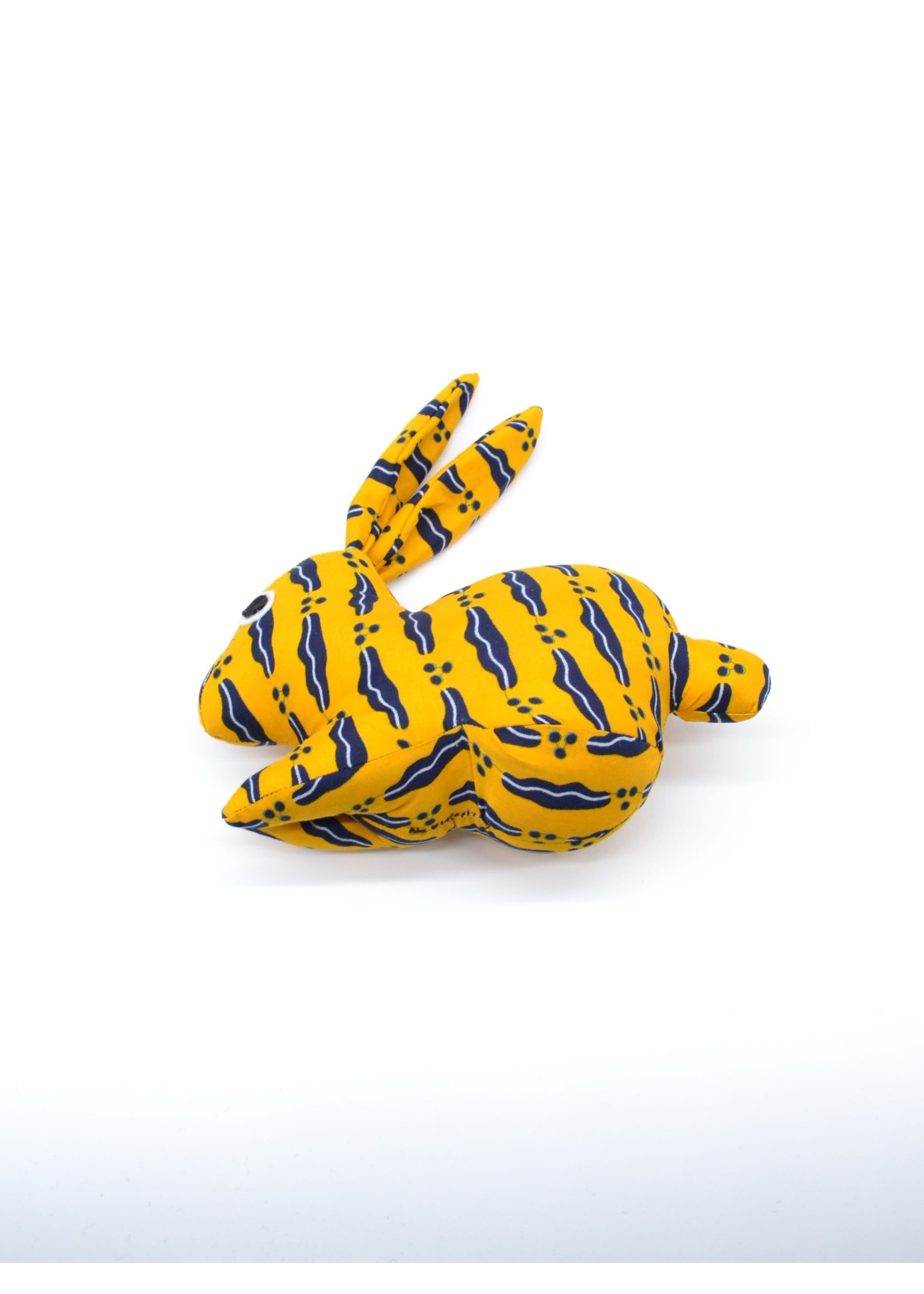 Peluche de lapin jaune en tissu wax