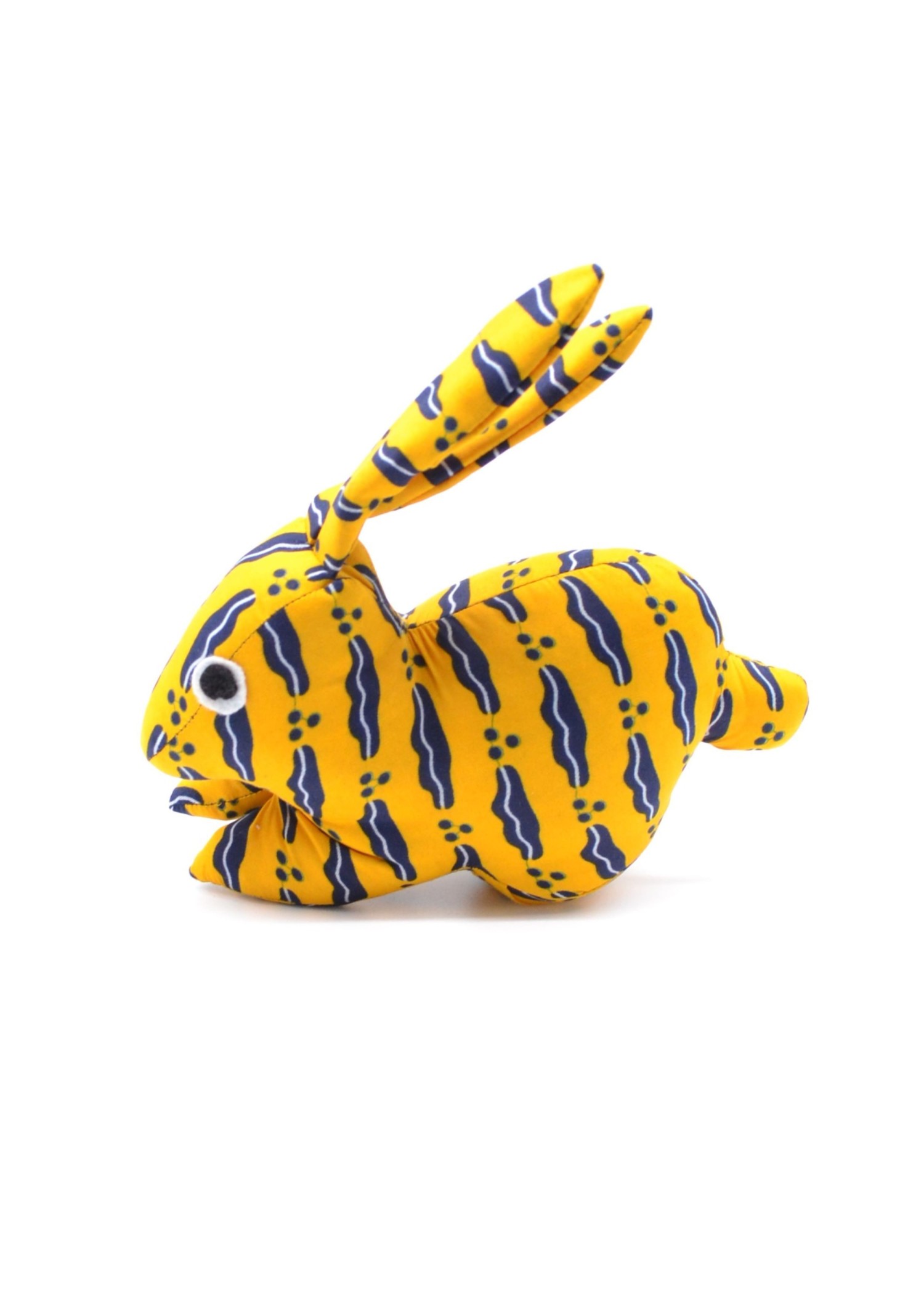 Peluche de lapin jaune en tissu wax