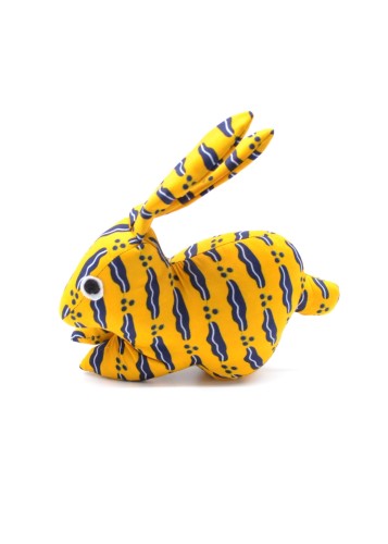 Peluche de lapin jaune en tissu wax