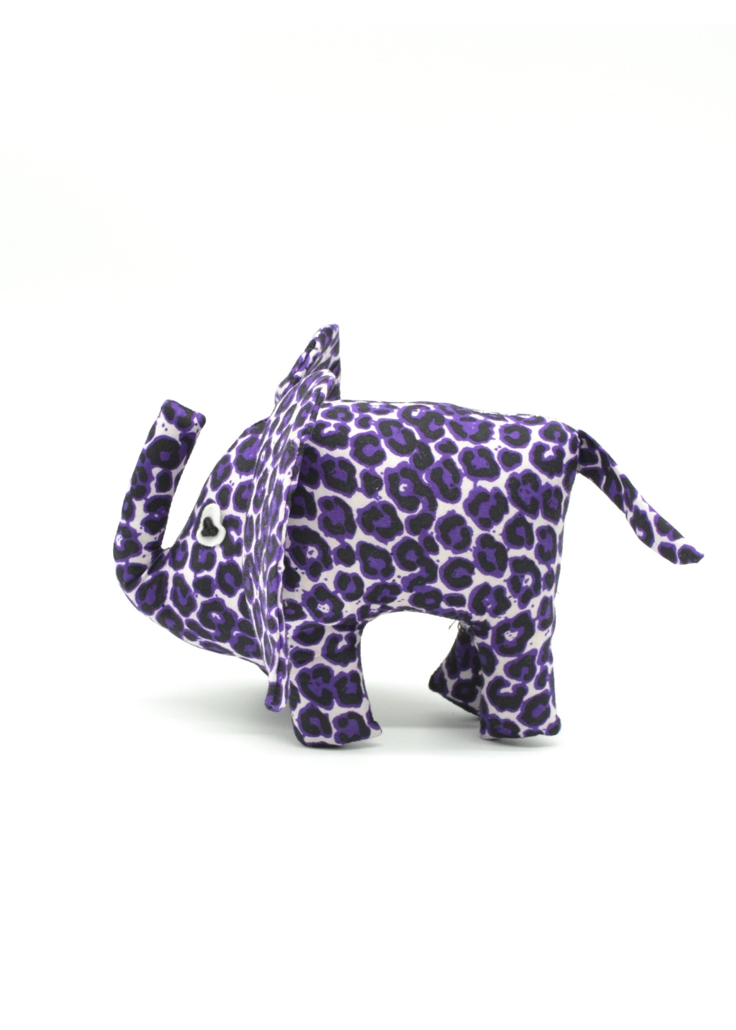 Peluche éléphant en tissu wax violet