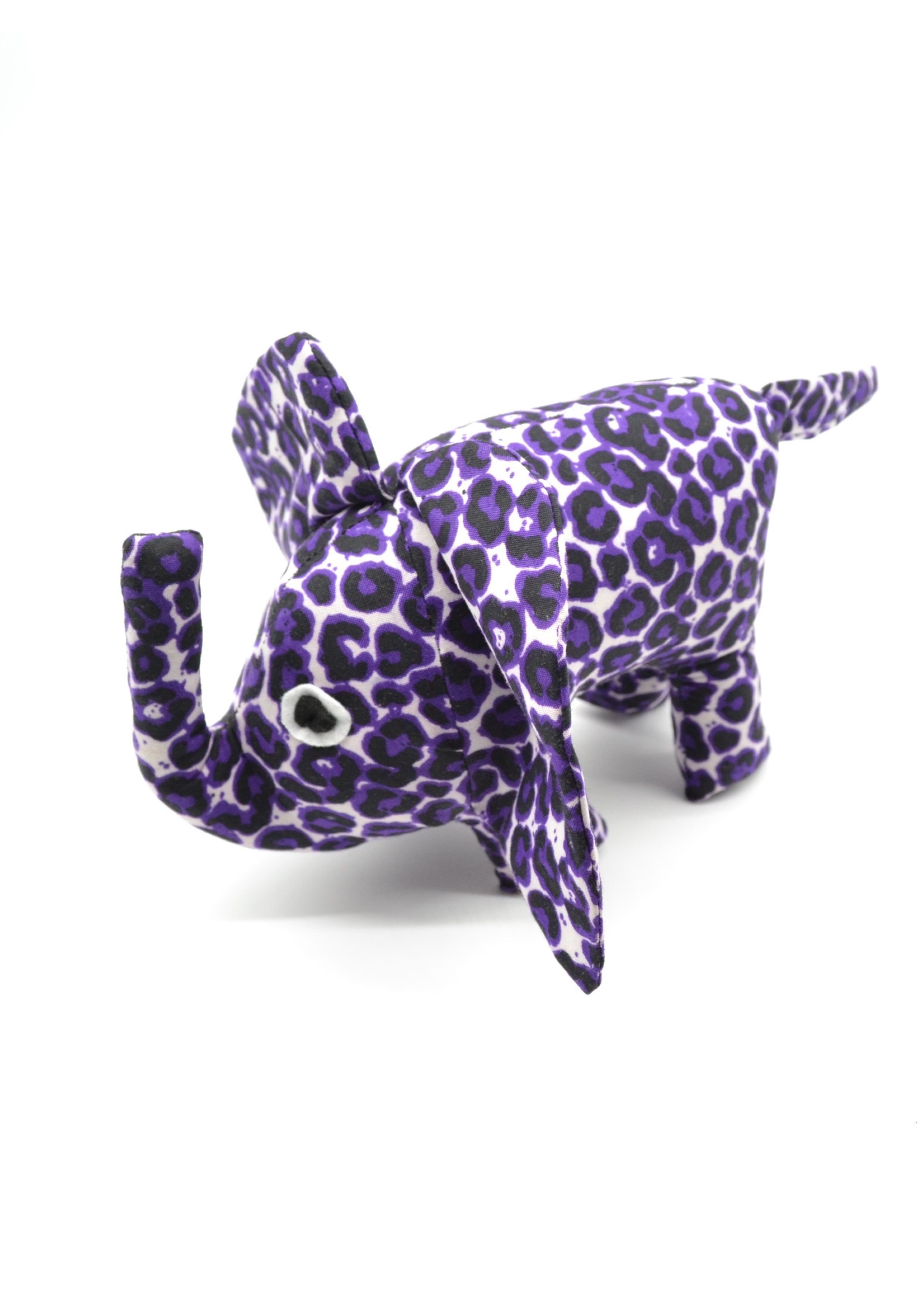 Peluche éléphant en tissu wax violet