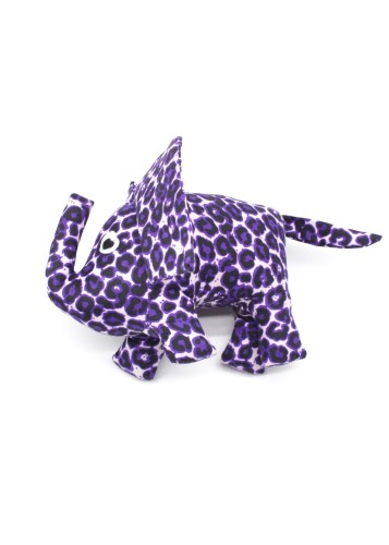 Peluche éléphant en tissu wax violet
