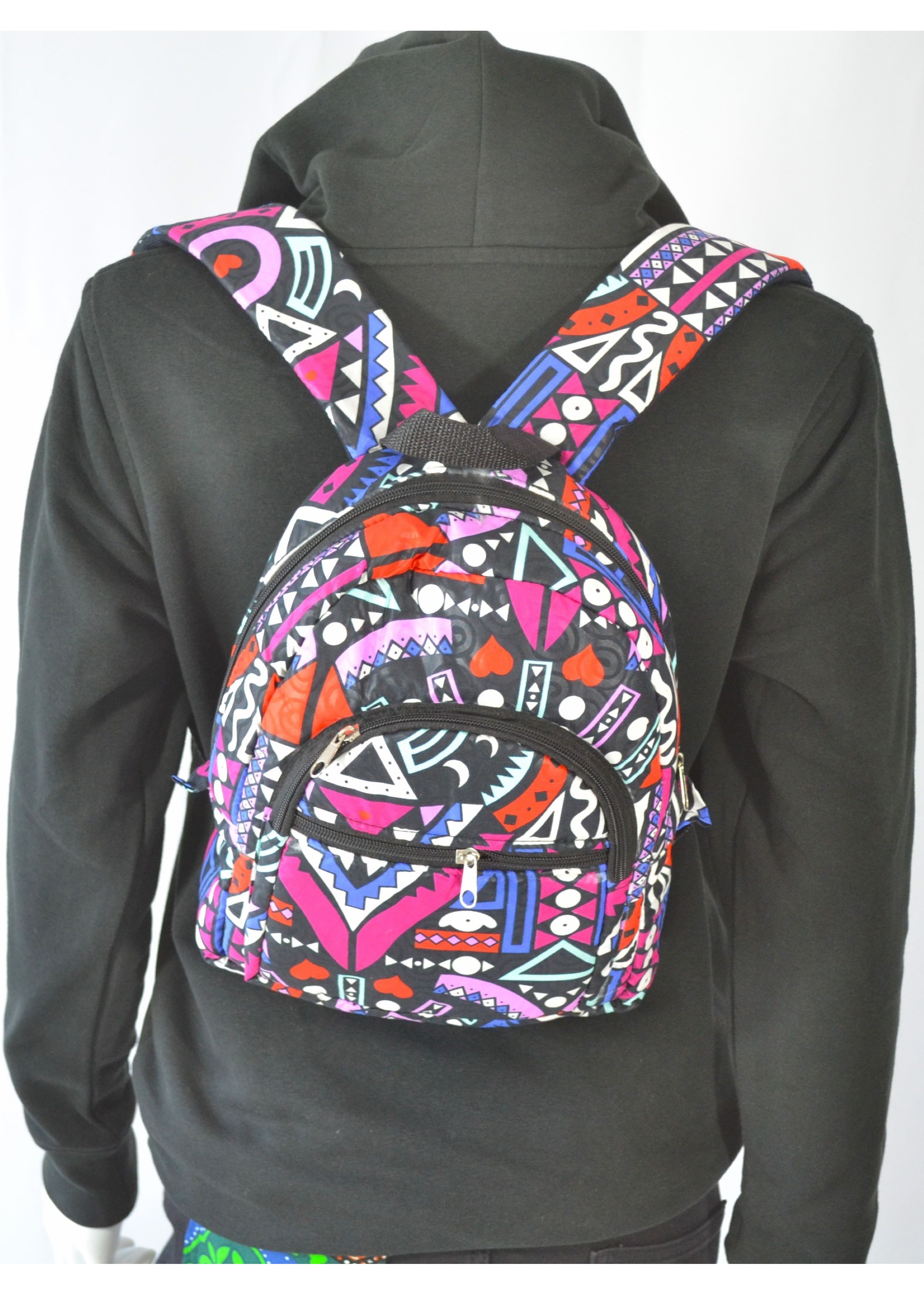 Sac à dos multicolore en tissu wax (petit)