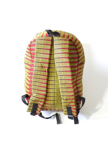 Sac à dos en tissu wax rouge et jaune (Grand)