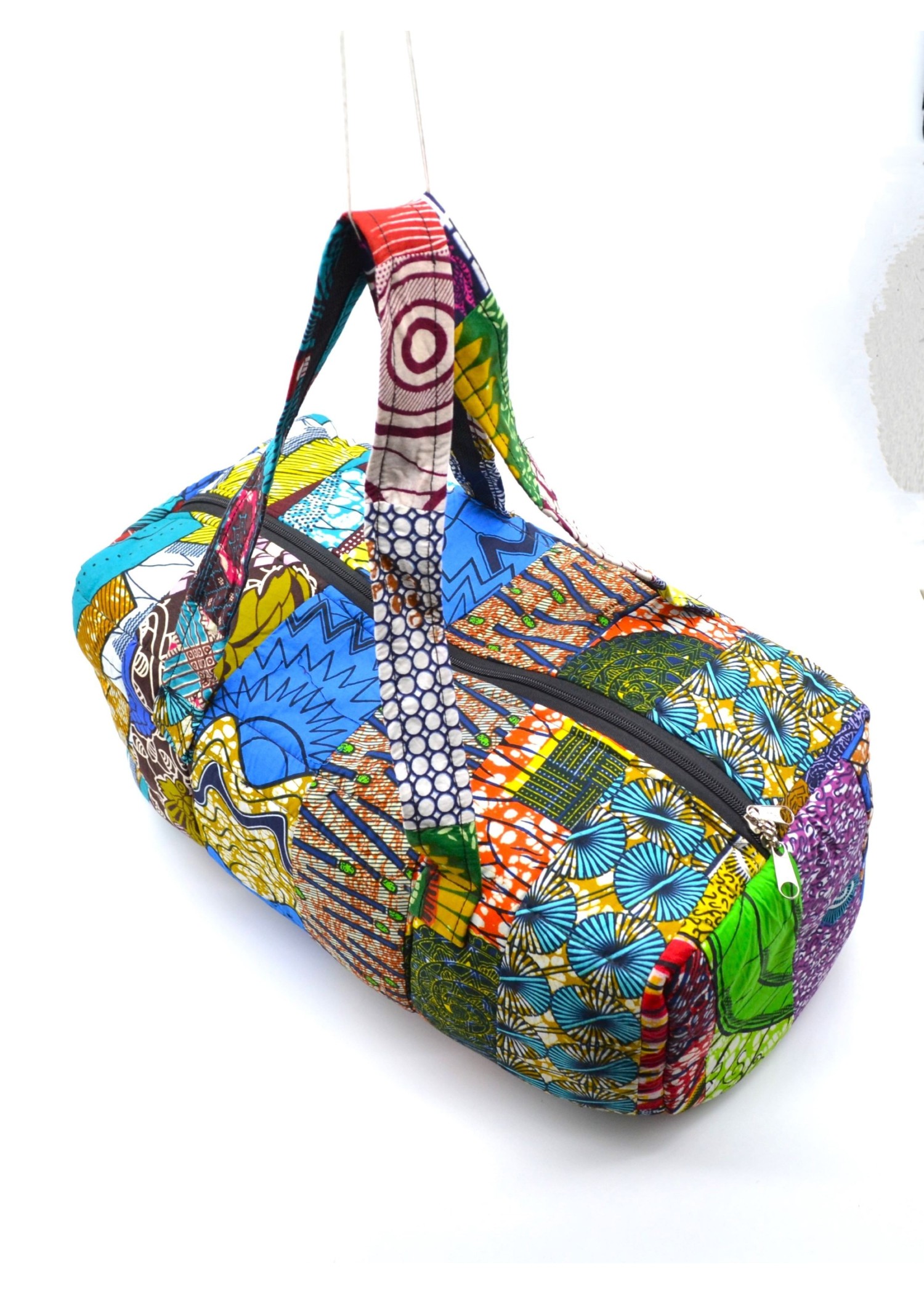 Sac de transport en tissu Wax patchwork - MOYEN Sac de transport en tissu Wax patchwork - MOYEN