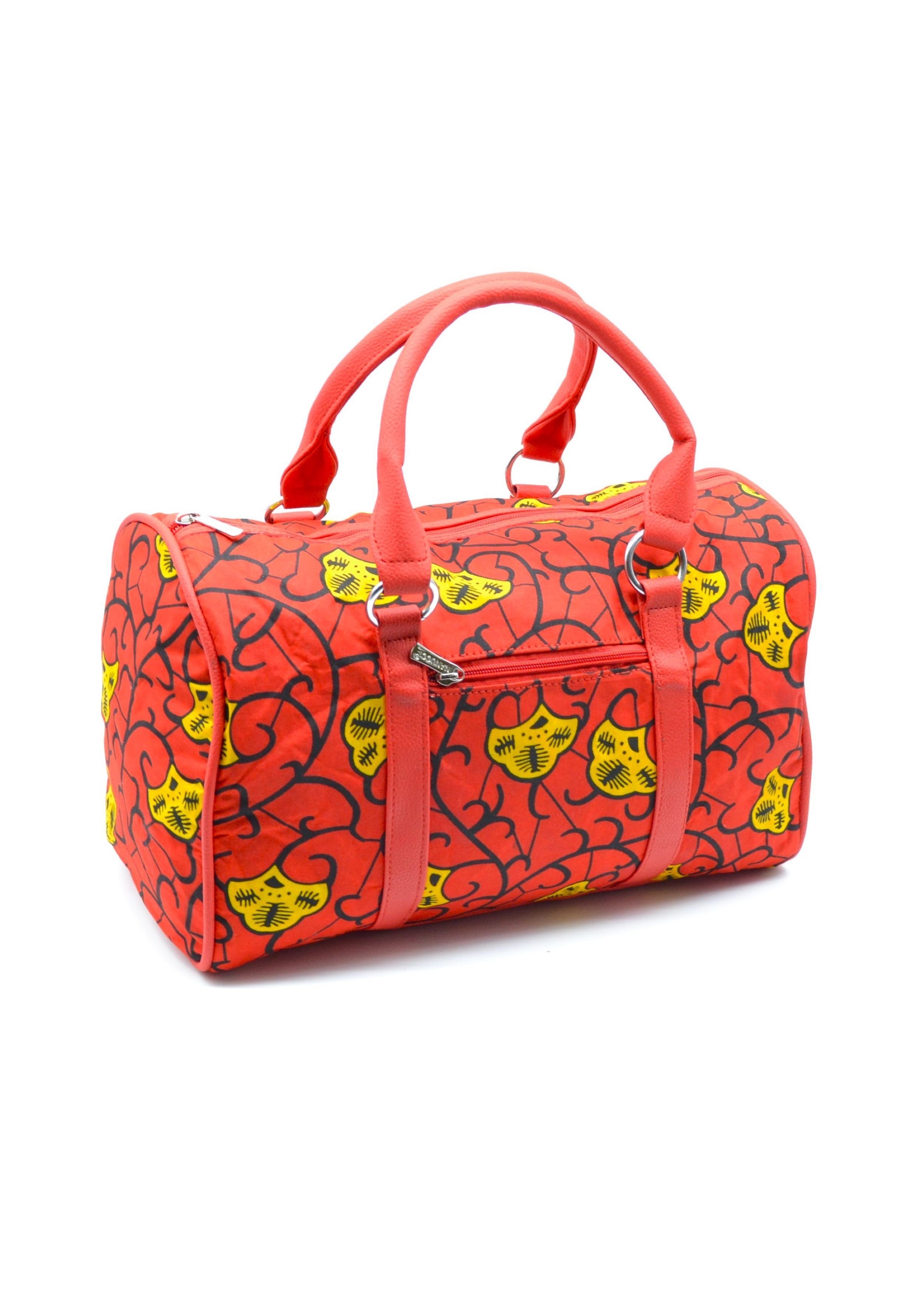 Sac à main fait main en tissu wax rouge et jaune Sac à main fait main en tissu wax rouge et jaune