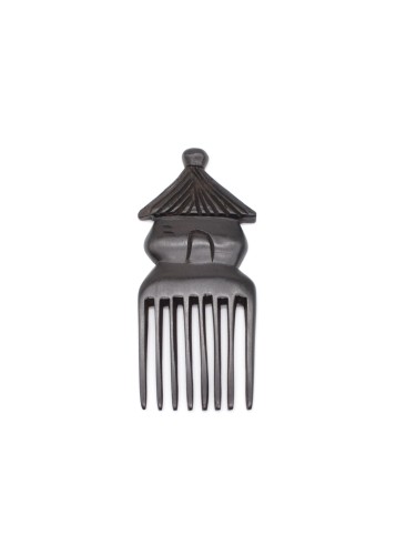 Peigne en bois d'ébène forme case africaine Peigne en bois d'ébène forme case africaine