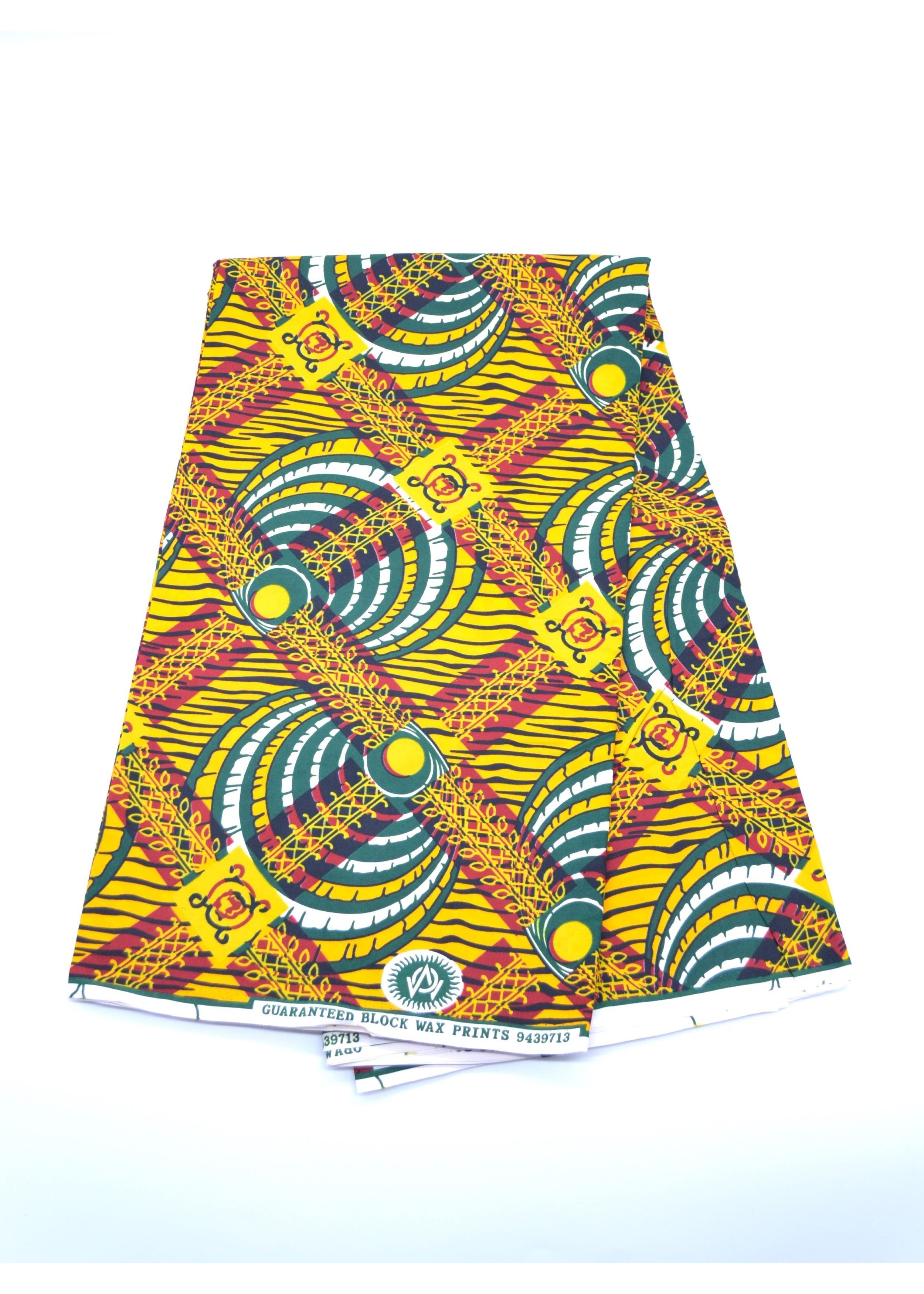 Tissu wax jaune et vert au Mètre - STANDARD