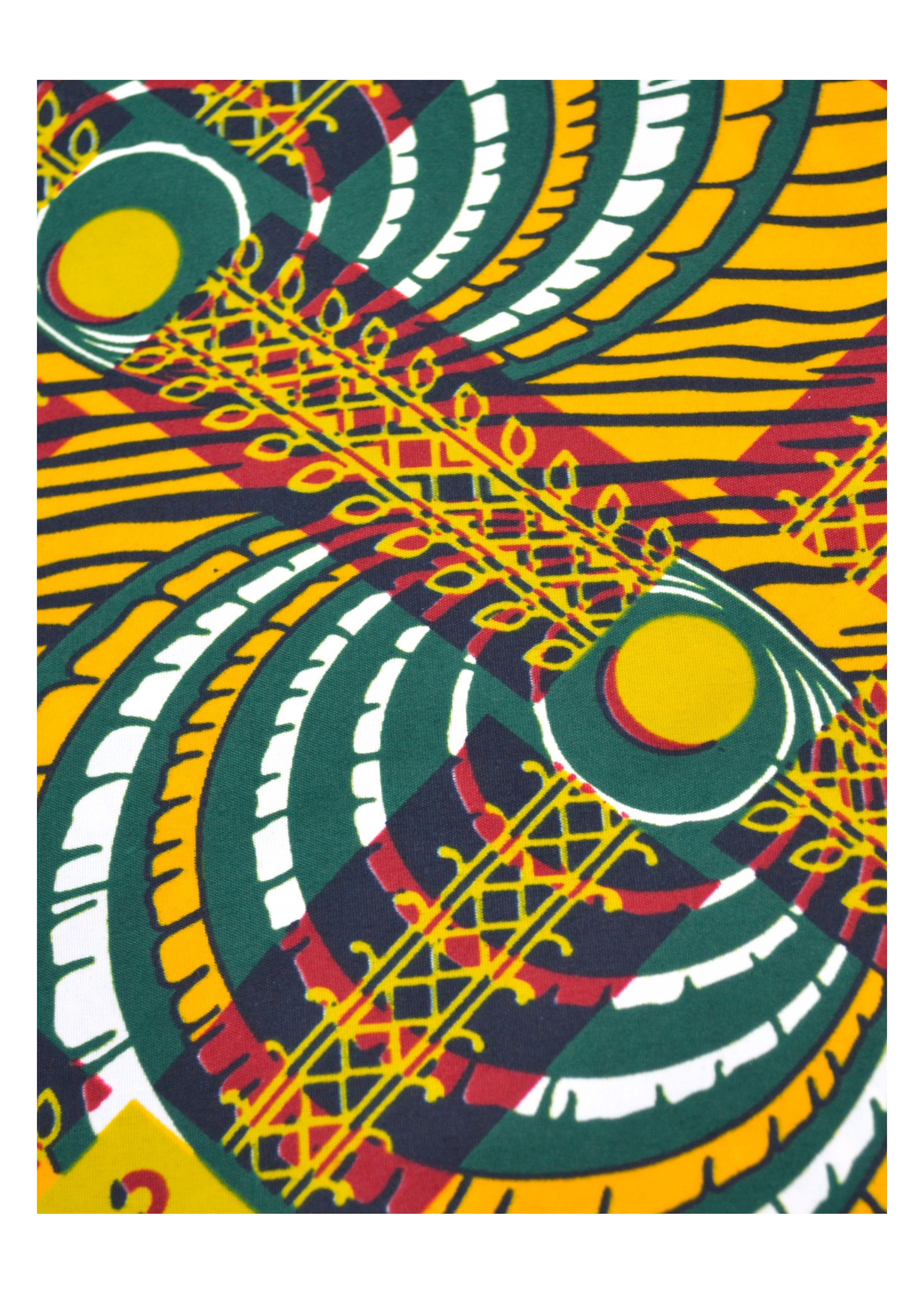 Tissu wax jaune et vert au Mètre - STANDARD