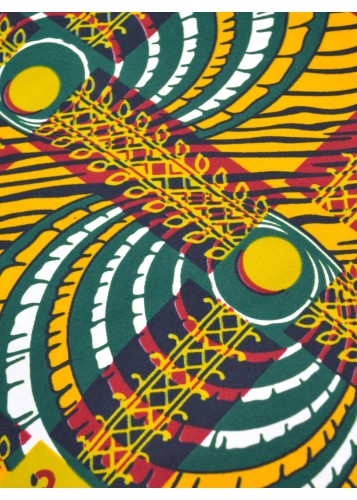 Tissu wax jaune et vert au Mètre - STANDARD