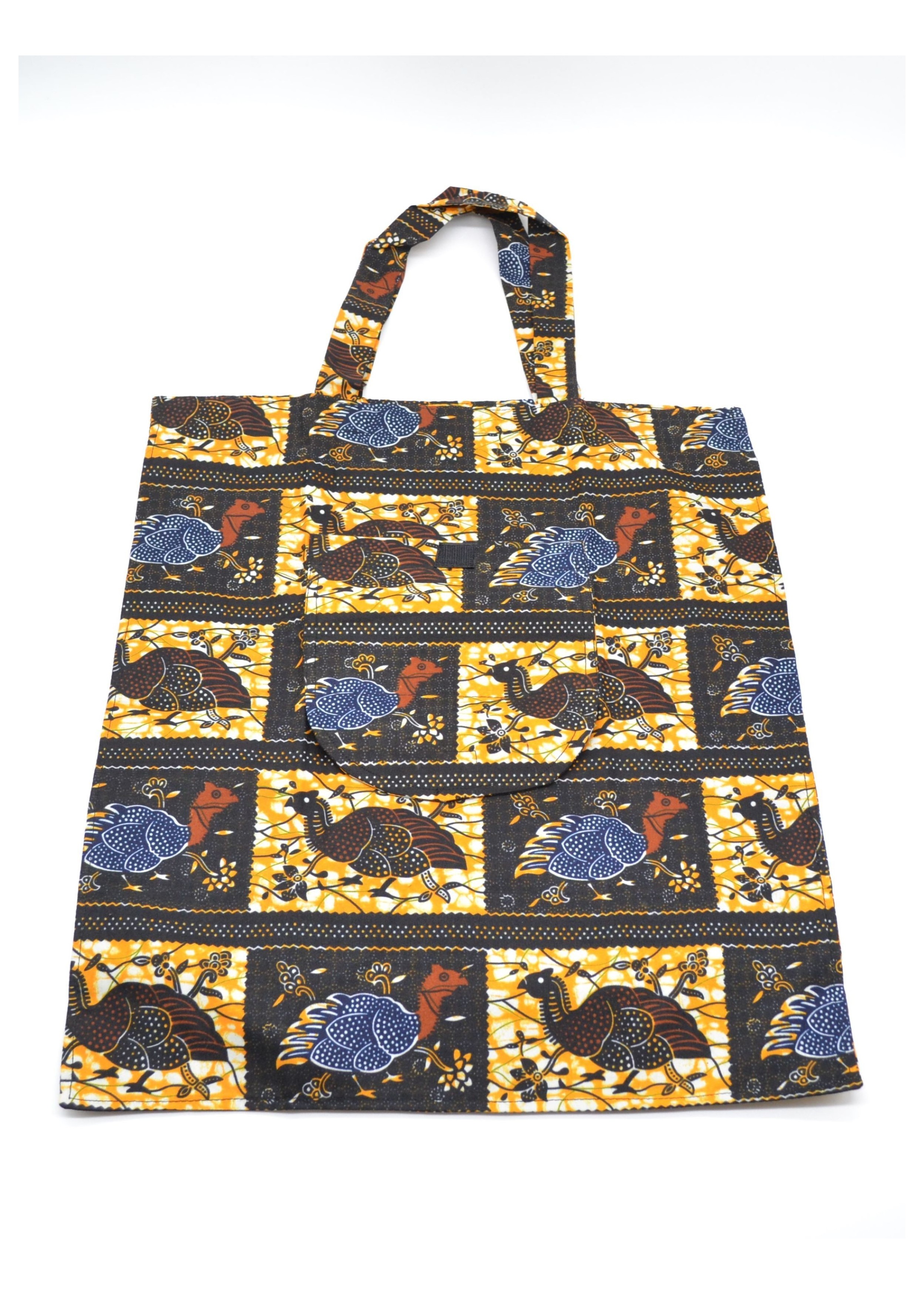 Tote Bag en tissu wax marron et motifs animaliers