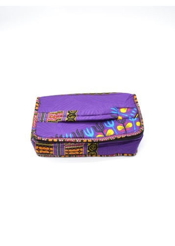 Trousse de toilette violette en tissu wax Trousse de toilette violette en tissu wax