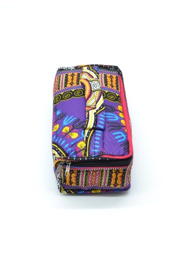 Trousse de toilette violette en tissu wax