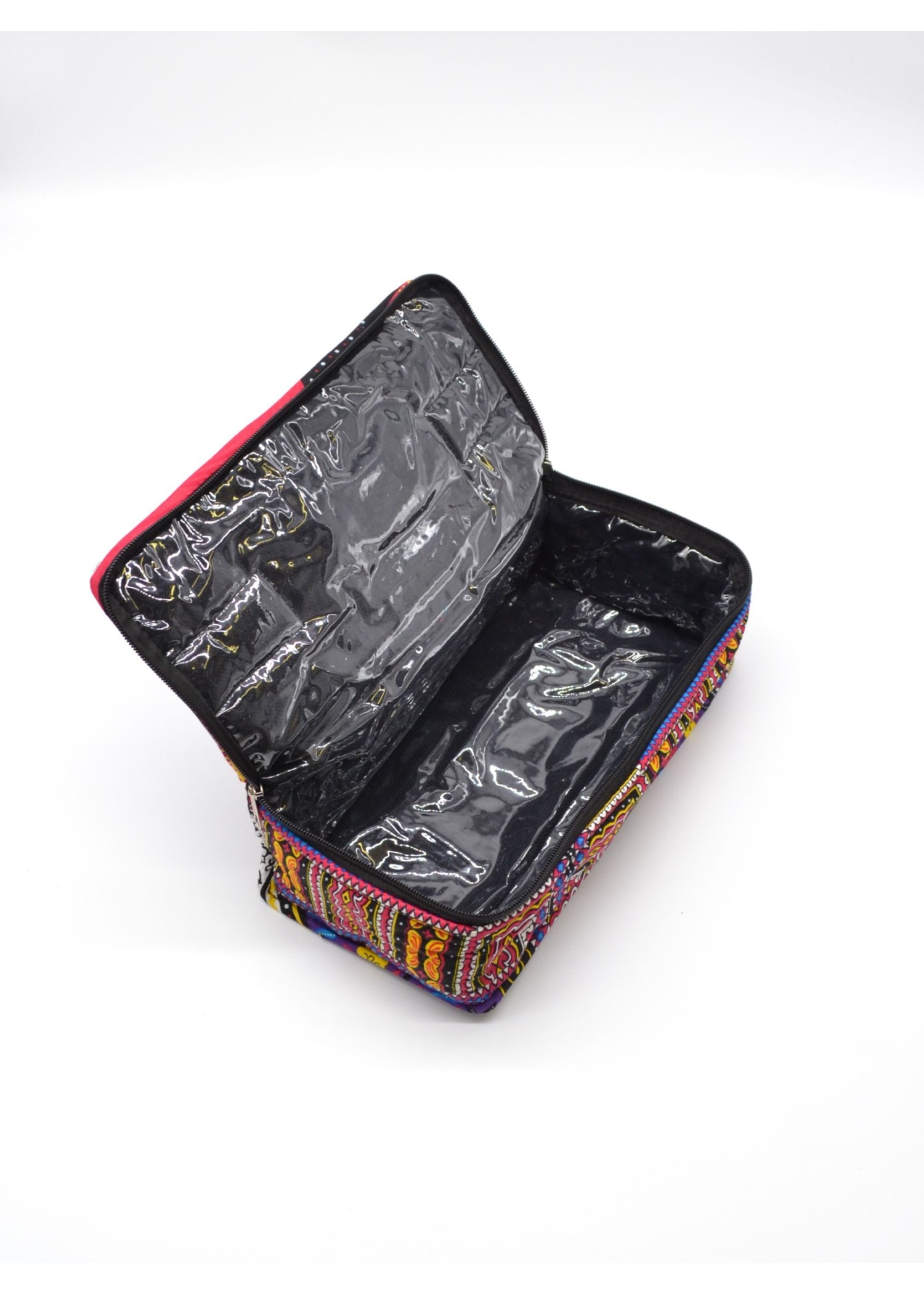 Trousse de toilette violette en tissu wax