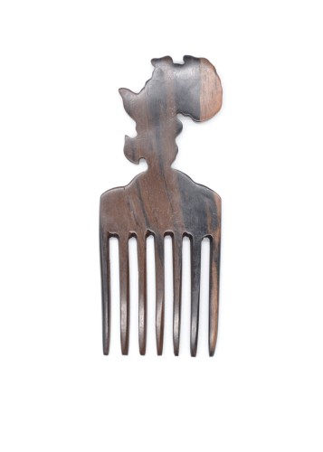 Peigne en bois d'ébène manche en forme d'Afrique