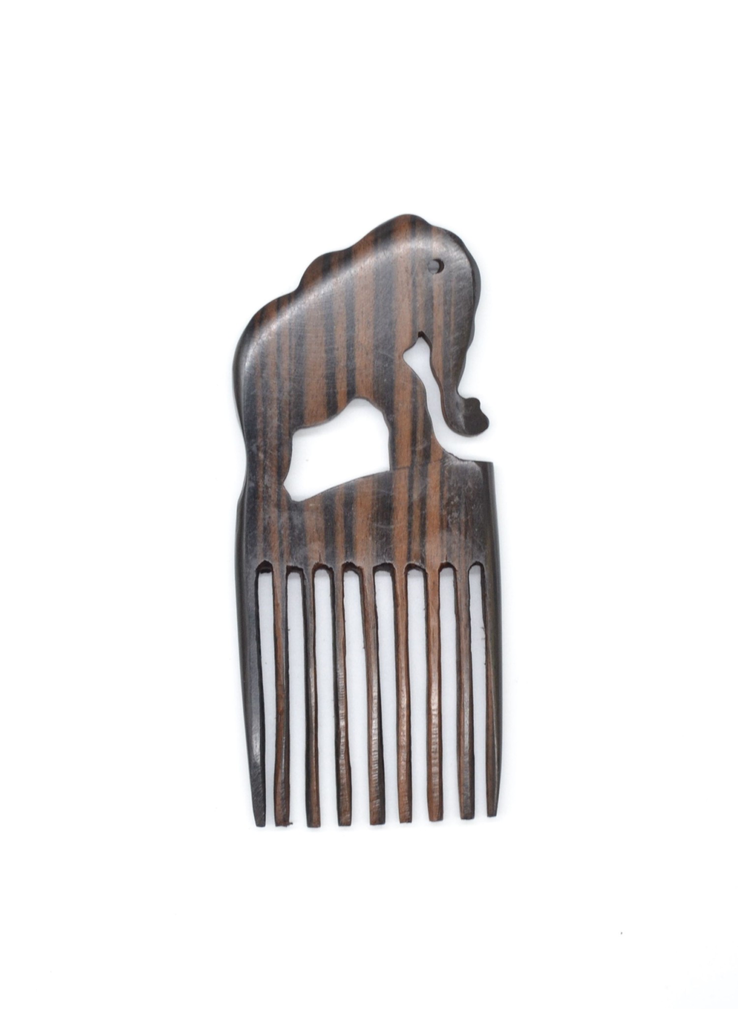 Peigne africain en bois d'ébène forme éléphant