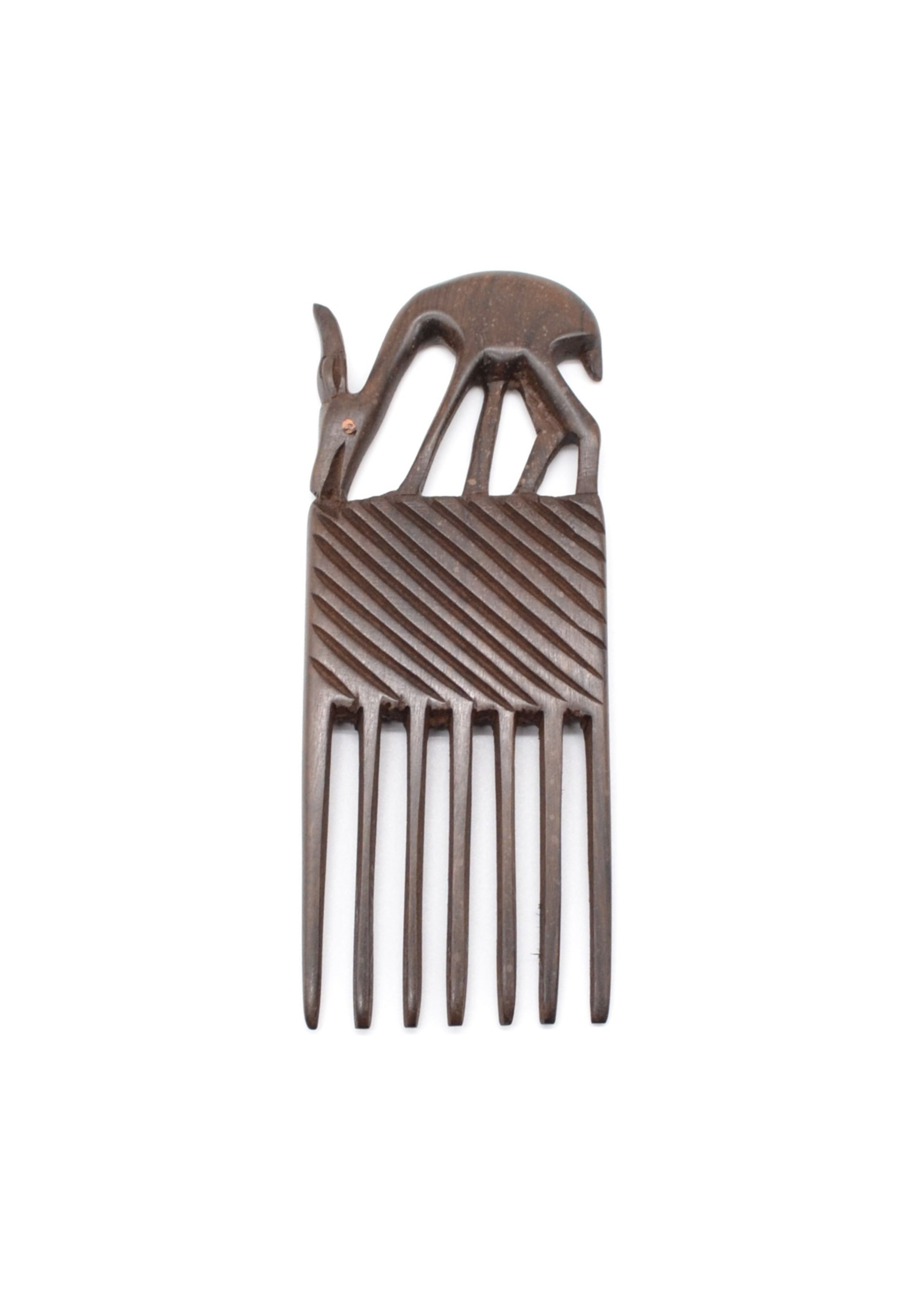 Peigne en bois d'ébène sculpture antilope