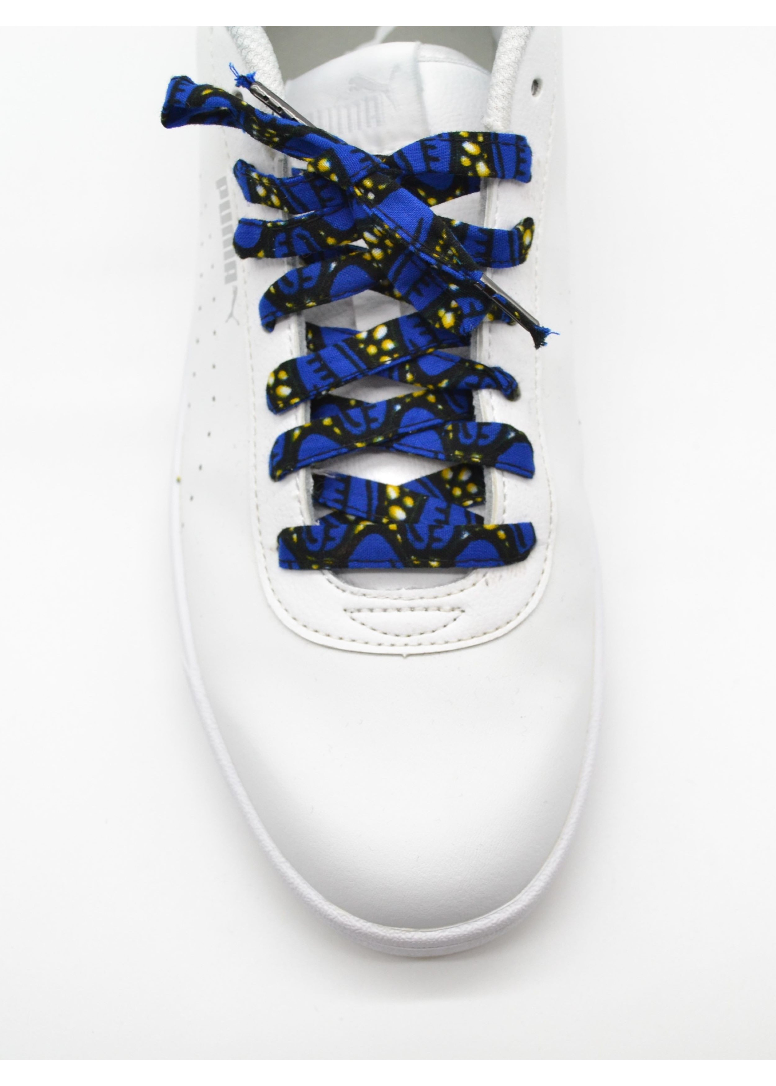 Lacets Bleus en tissu wax à motifs africains