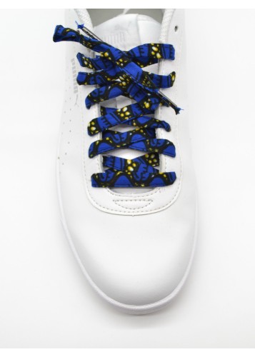 Lacets Bleus en tissu wax à motifs africains