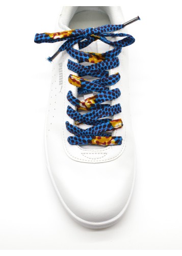 Lacets wax bleu et orange faits à la main