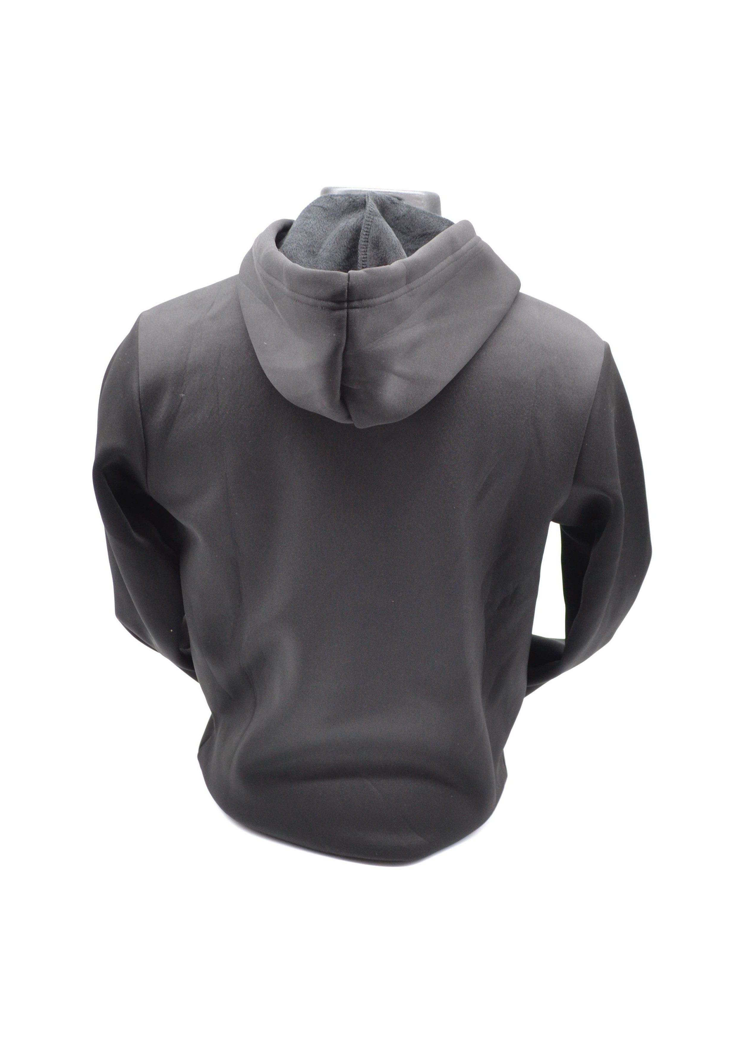 Sweat noir à capuche customisé tissu wax bleu et rouge