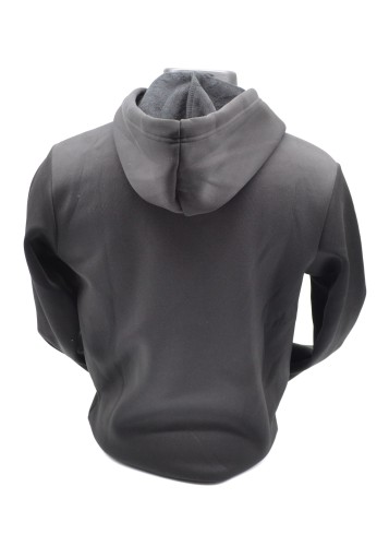 Sweat noir à capuche customisé tissu wax bleu et rouge