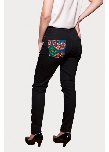 jean noir et tissu wax Femme