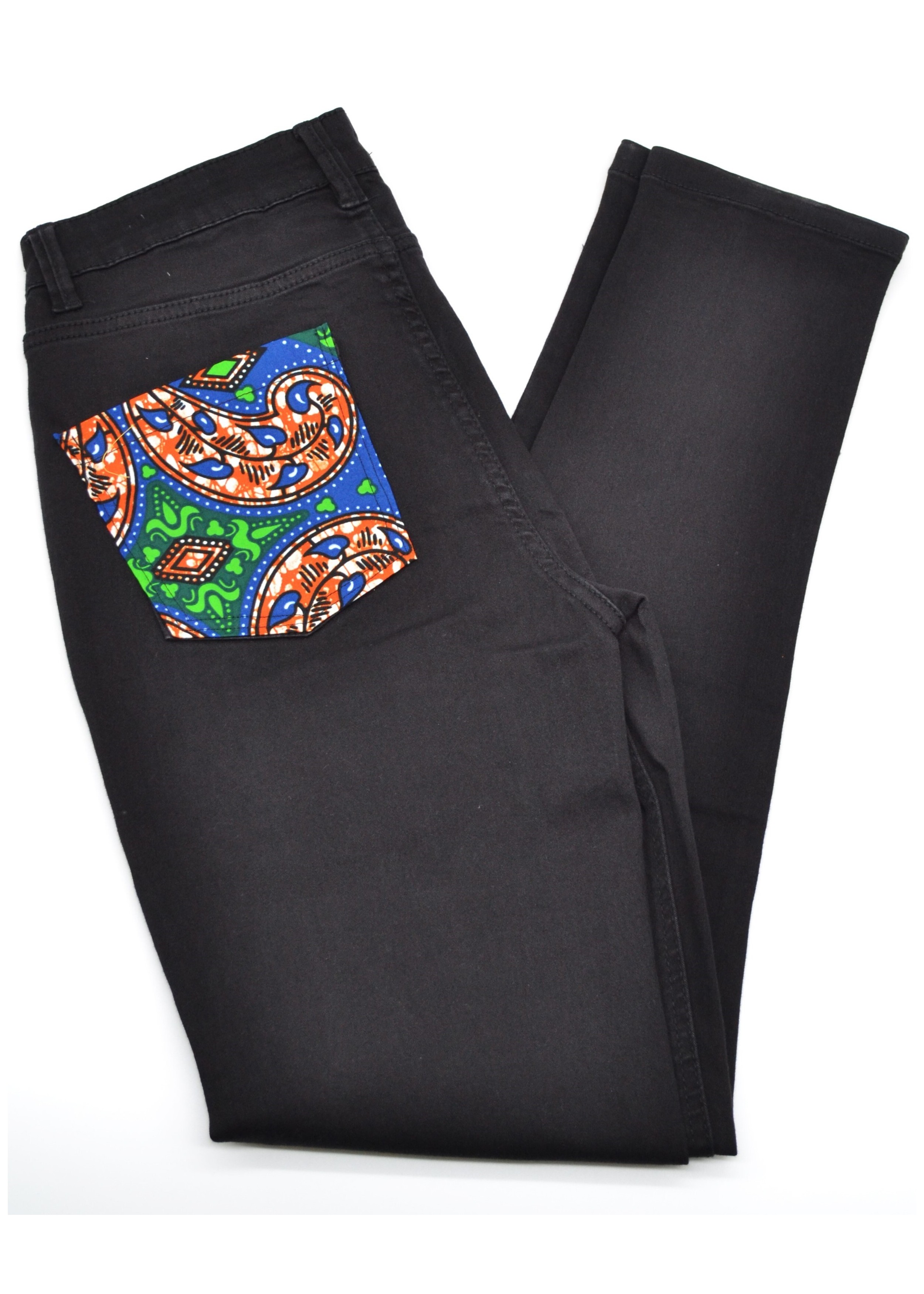 jean noir et tissu wax Femme