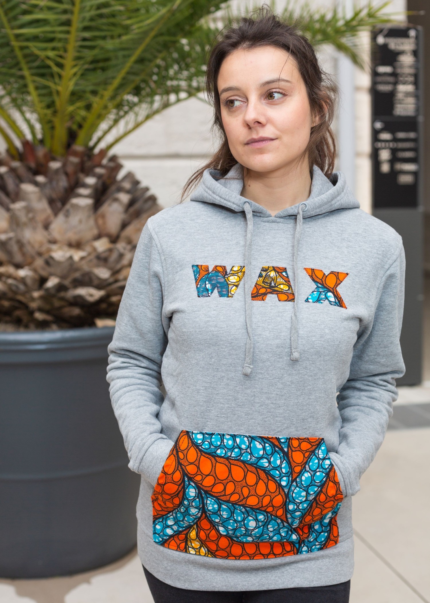 Sweat à capuche orange foncé femme