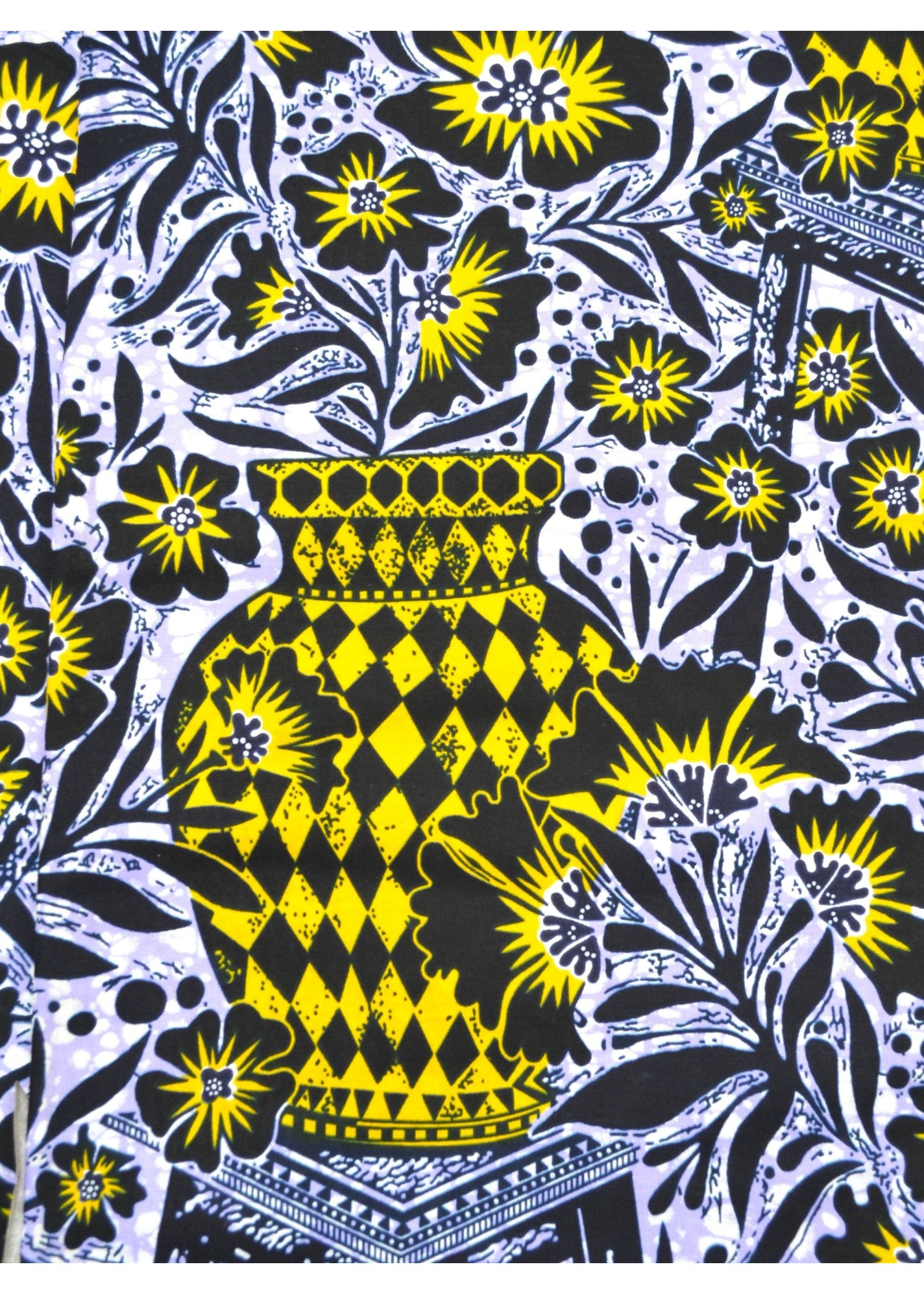Tissu Wax Vibrant en Violet, Jaune et Noir