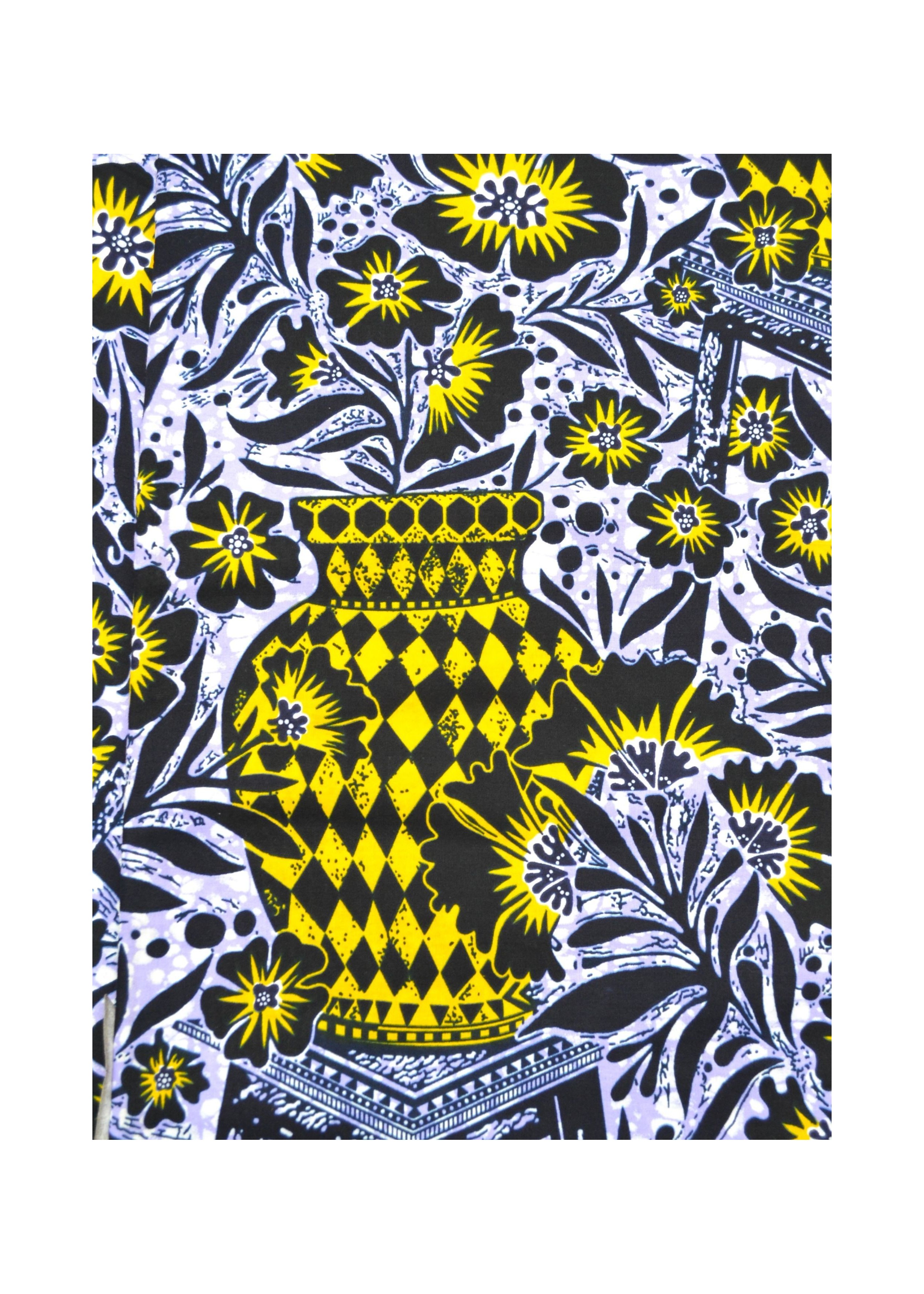 Tissu Wax Vibrant en Violet, Jaune et Noir