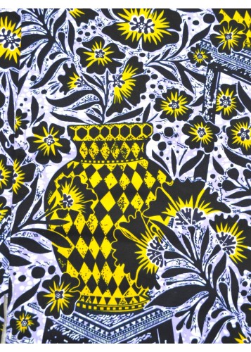 Tissu Wax Vibrant en Violet, Jaune et Noir