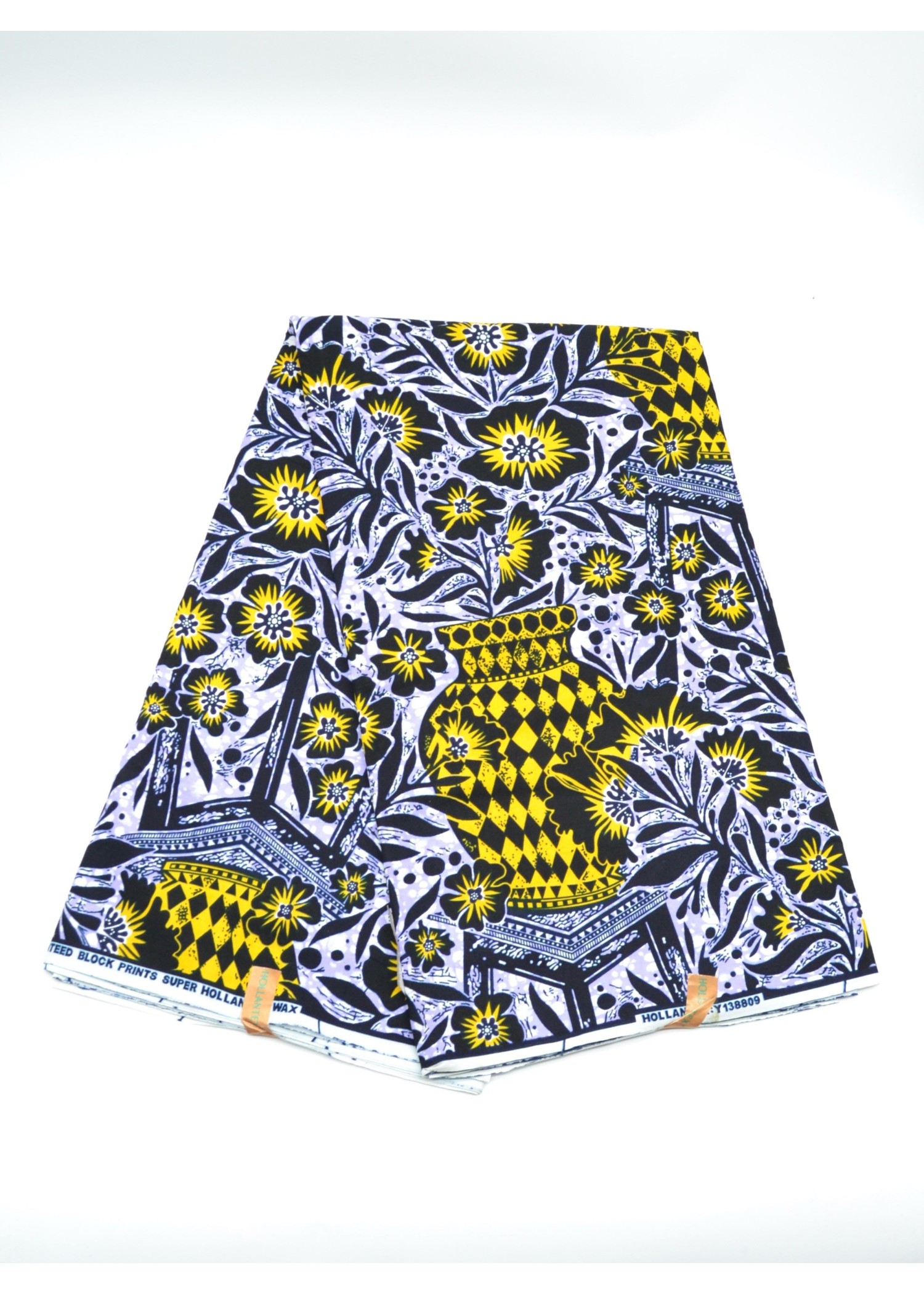 Tissu Wax Vibrant en Violet, Jaune et Noir