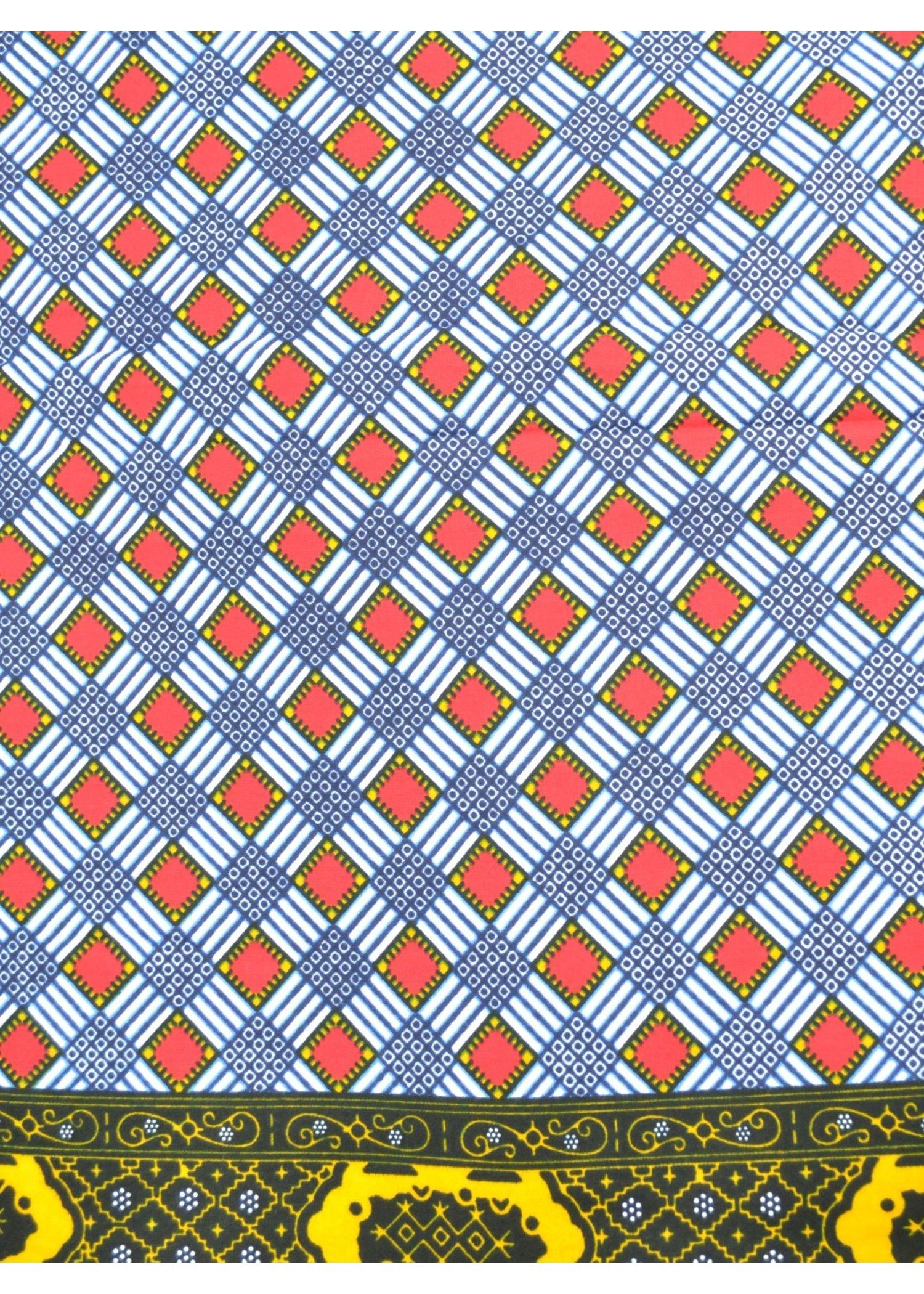 Tissu Wax Carreaux Bleu et Rouge