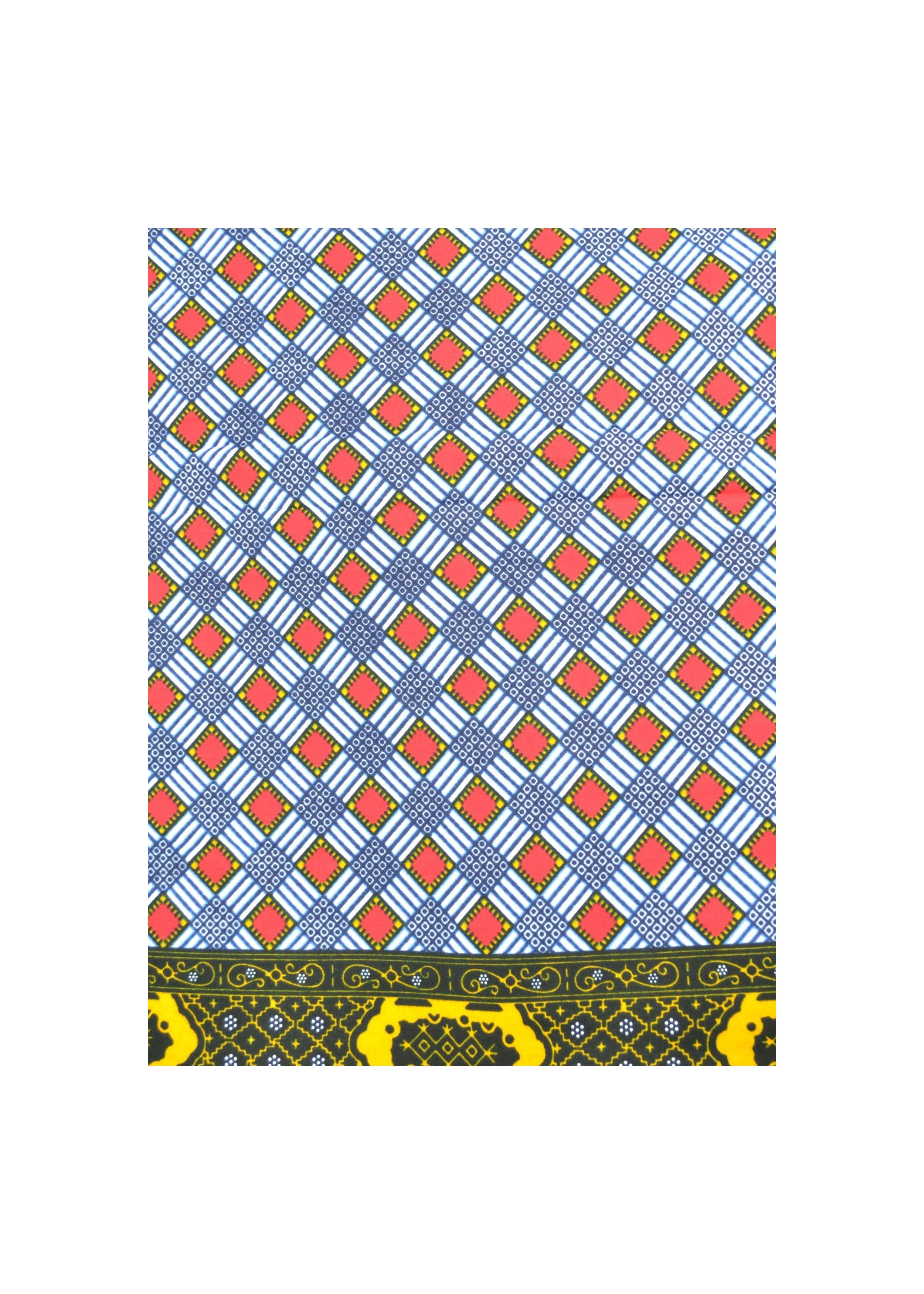 Tissu Wax Carreaux Bleu et Rouge