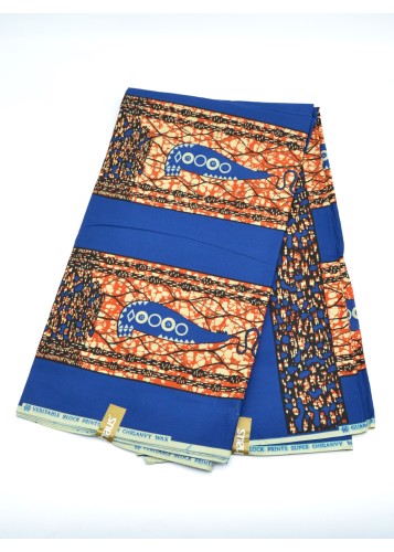 Tissu Wax Bleu et Rouge