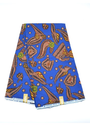 Tissu Wax Géométrique Envoûtant - Bleus & Violets - PREMIUM