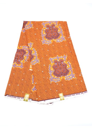 Tissu Wax Éclatant - Orange & Violet