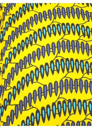 Tissu Wax Éclatant - Jaune et Bleu