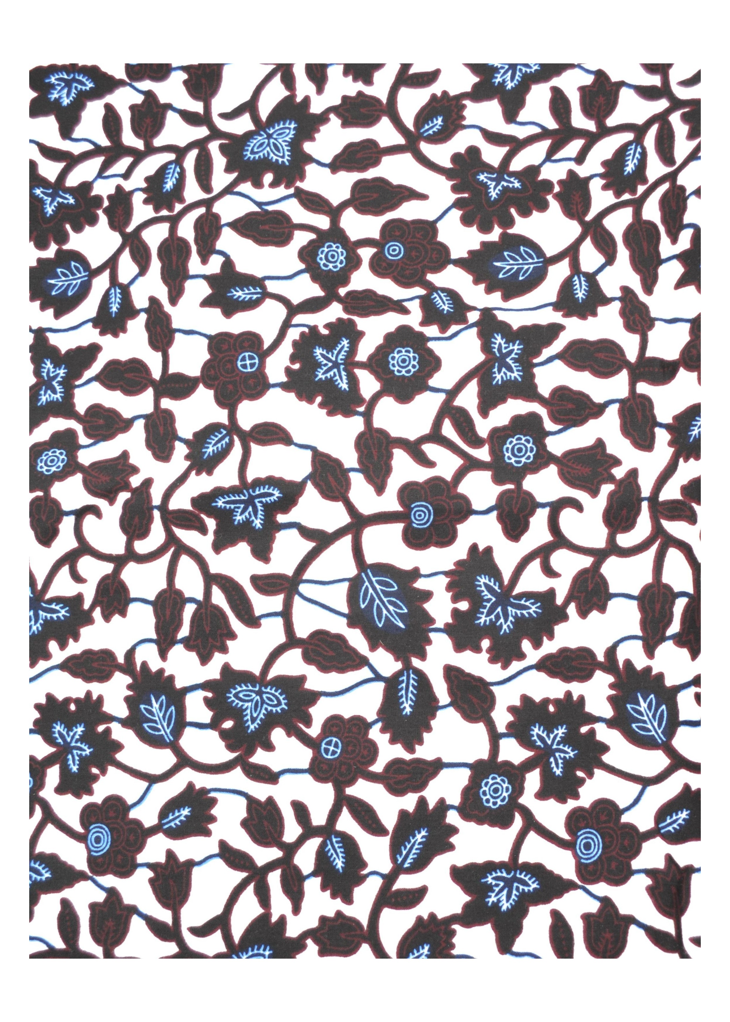 Éclat Floral Blanc et noir : Tissu Wax au Mètre