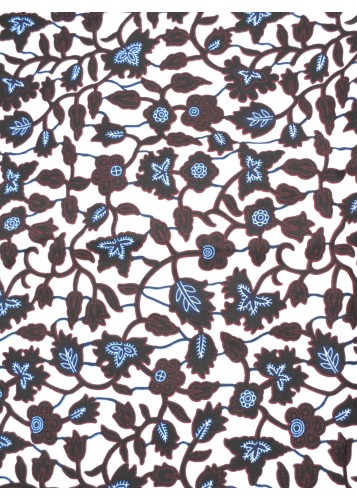 Éclat Floral Blanc et noir : Tissu Wax au Mètre