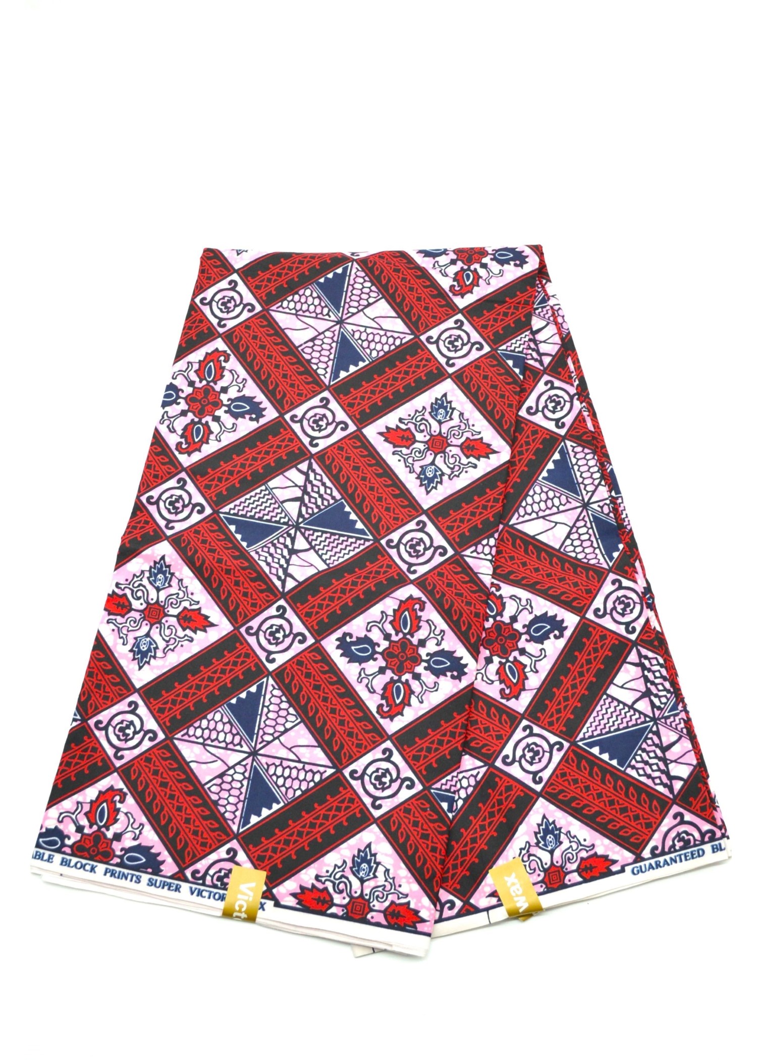 Tissu Wax Géométrique Vibrant rouge et bleu