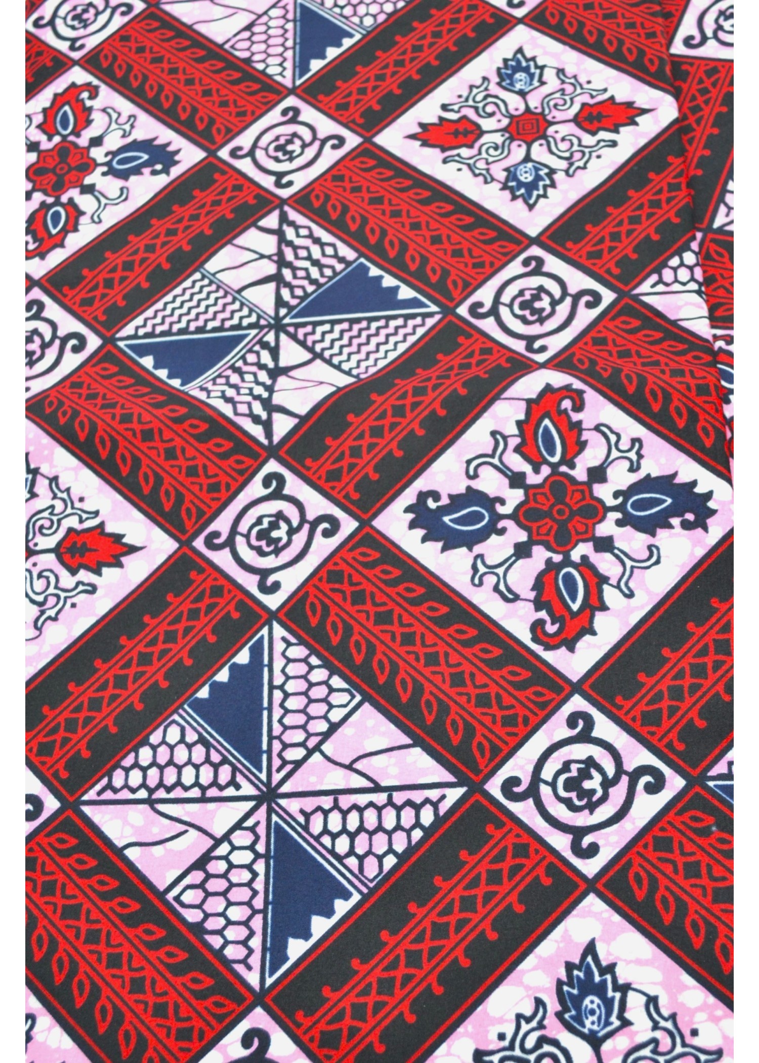 Tissu Wax Géométrique Vibrant rouge et bleu