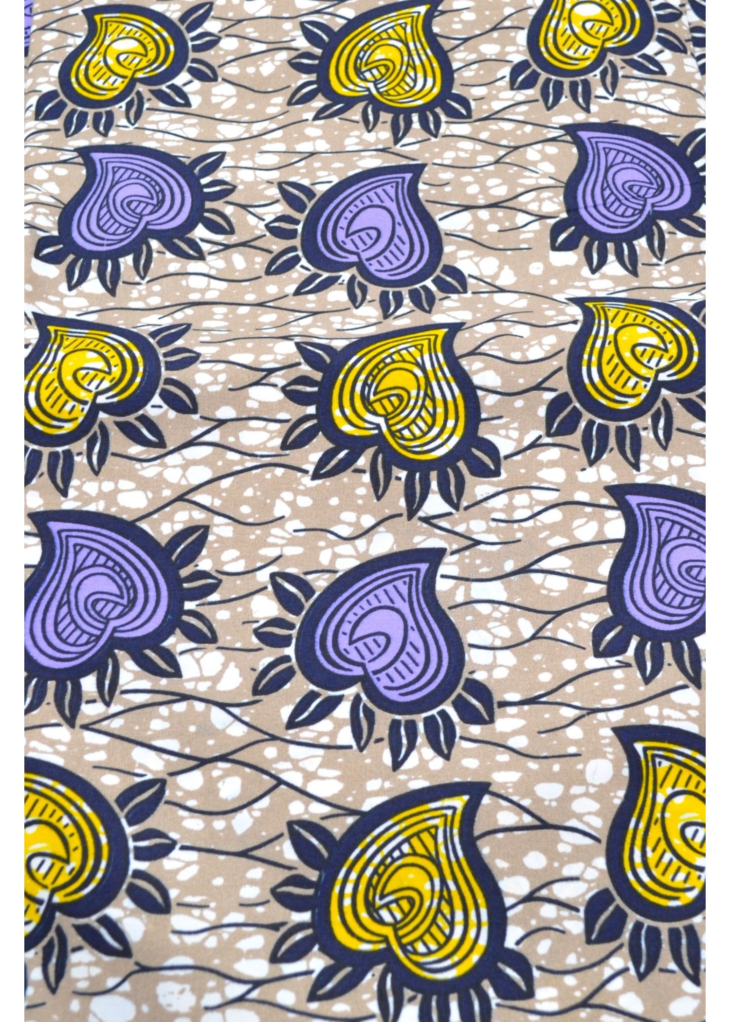 Tissu Wax Cœur Éclatant, jaune et bleu