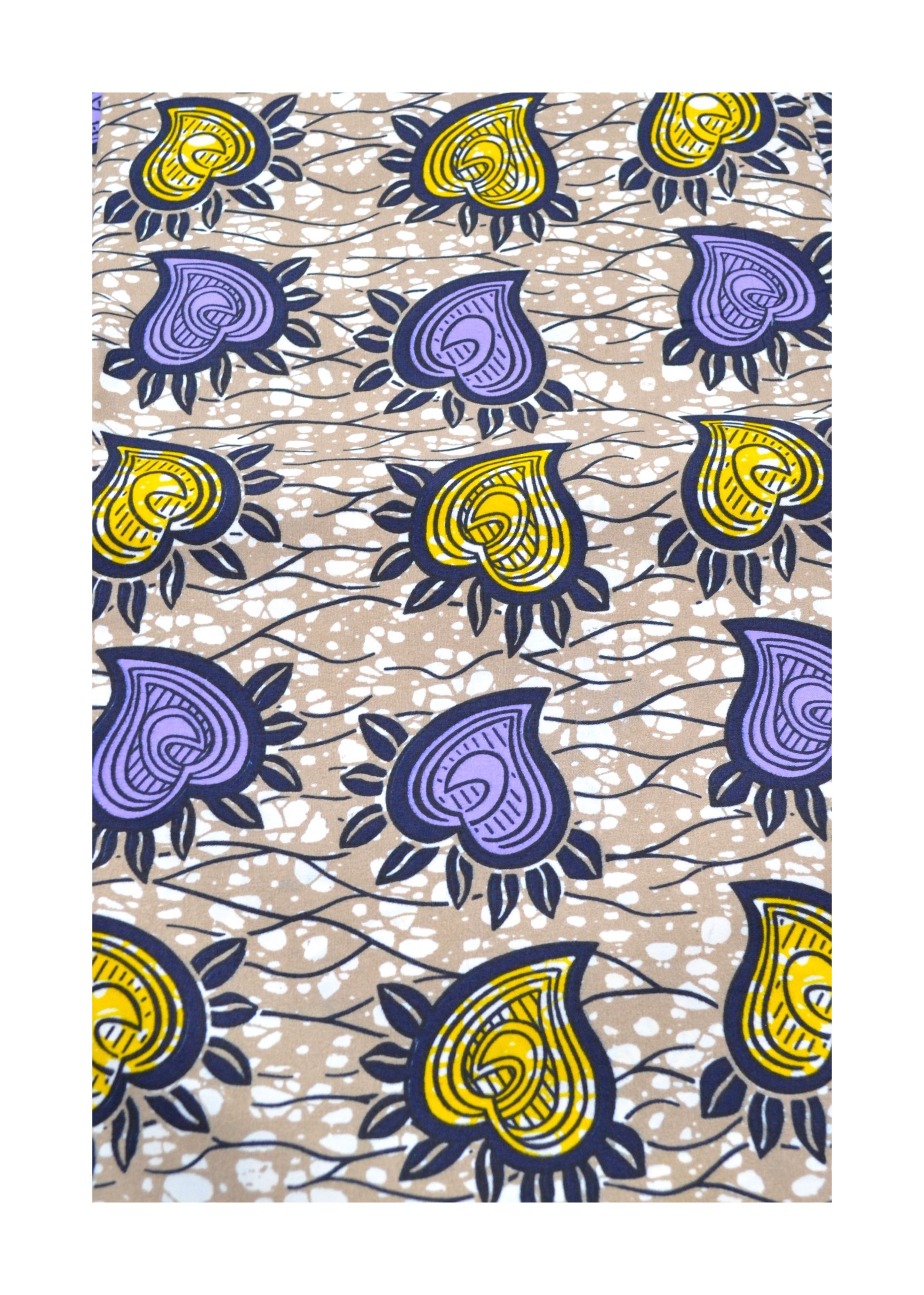 Tissu Wax Cœur Éclatant, jaune et bleu