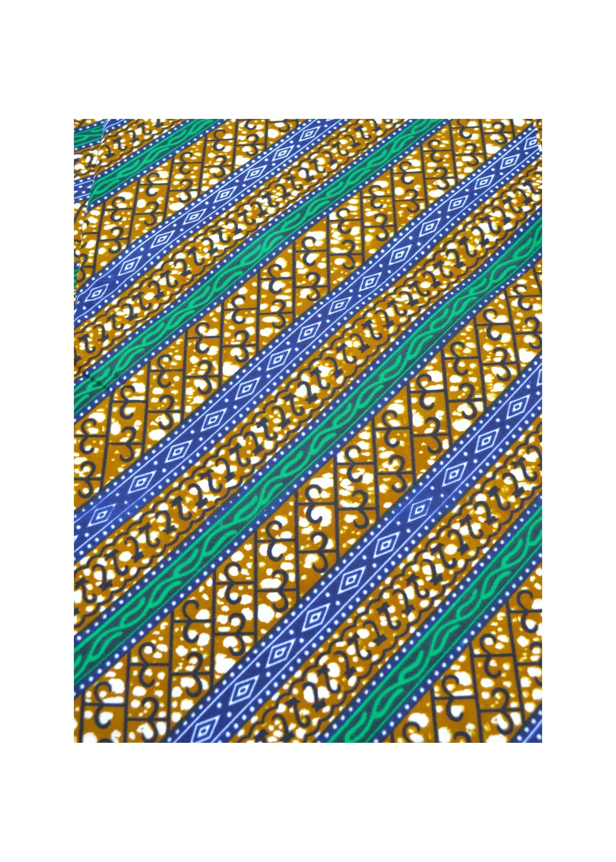 Tissu Wax Géométrique Éclatant bleu, vert et marron