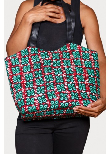 Sac à Main Élégance en tissu Wax Vert et Rouge